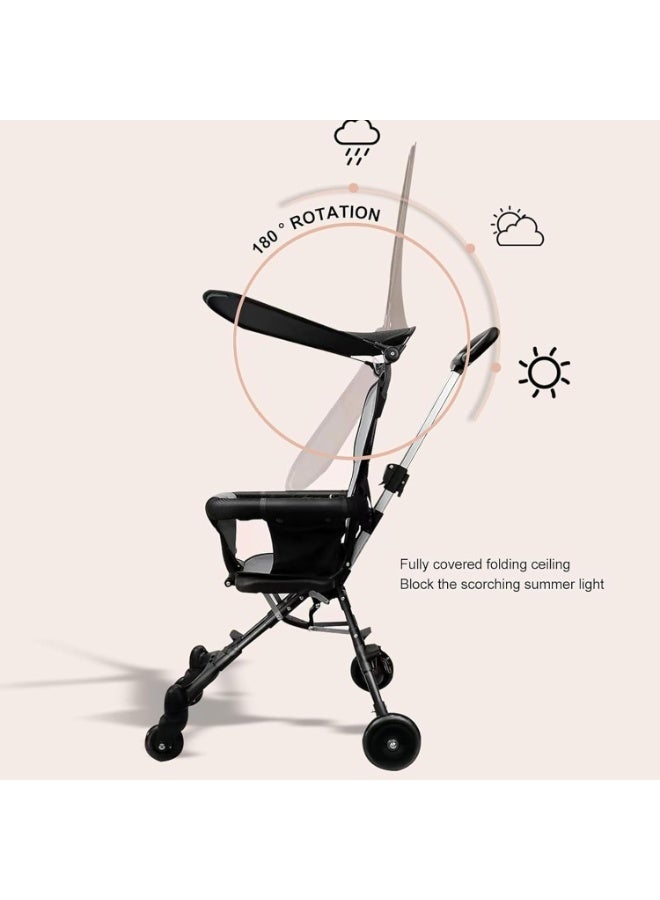 Compact baby stroller, lightweight travel stroller with adjustable handles and backrest, folds with one hand, for in-flight storage, shopping, walking and travel - Image 5